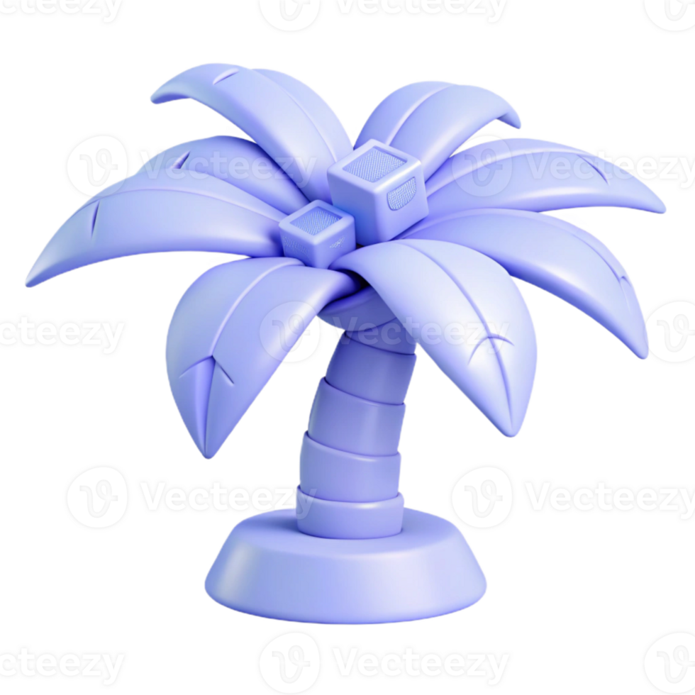 3D Rendered Purple Palm Tree with Square Objects png