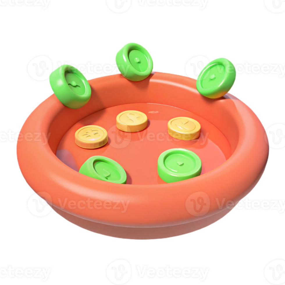 3D Render of Colorful Buttons in a Bowl png