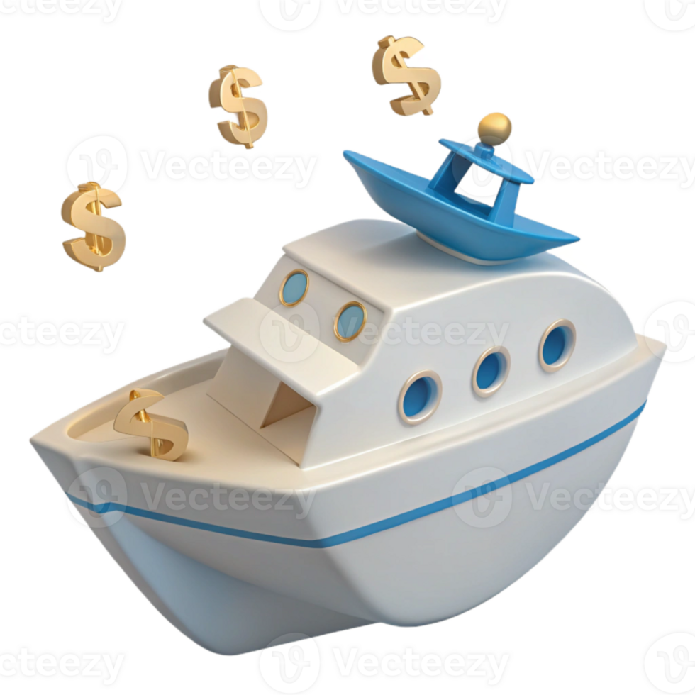 Luxury Yacht with Gold Dollar Signs png