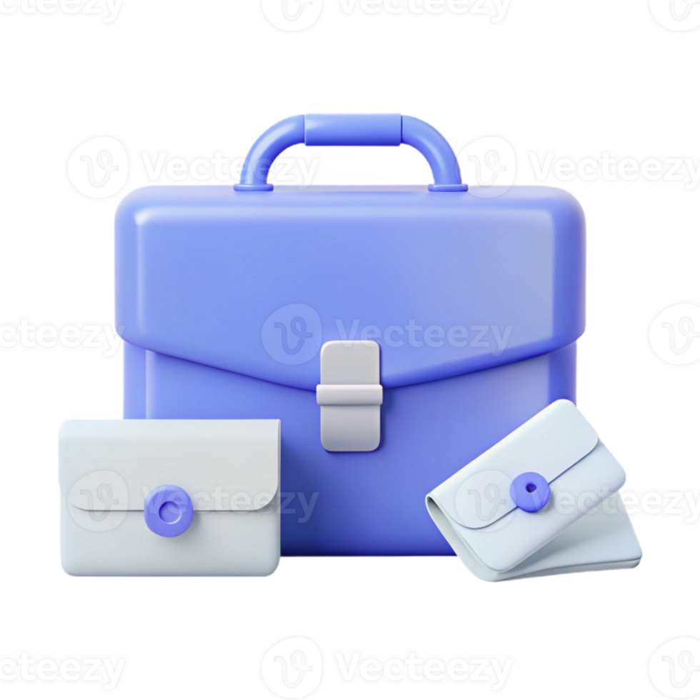 3D Rendered Briefcase and Wallets png