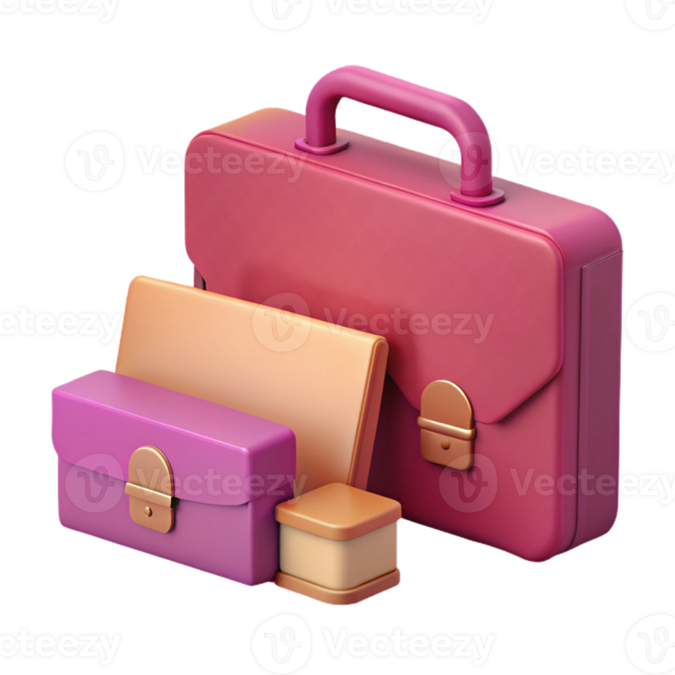 Stack of Colorful Briefcases and Boxes png