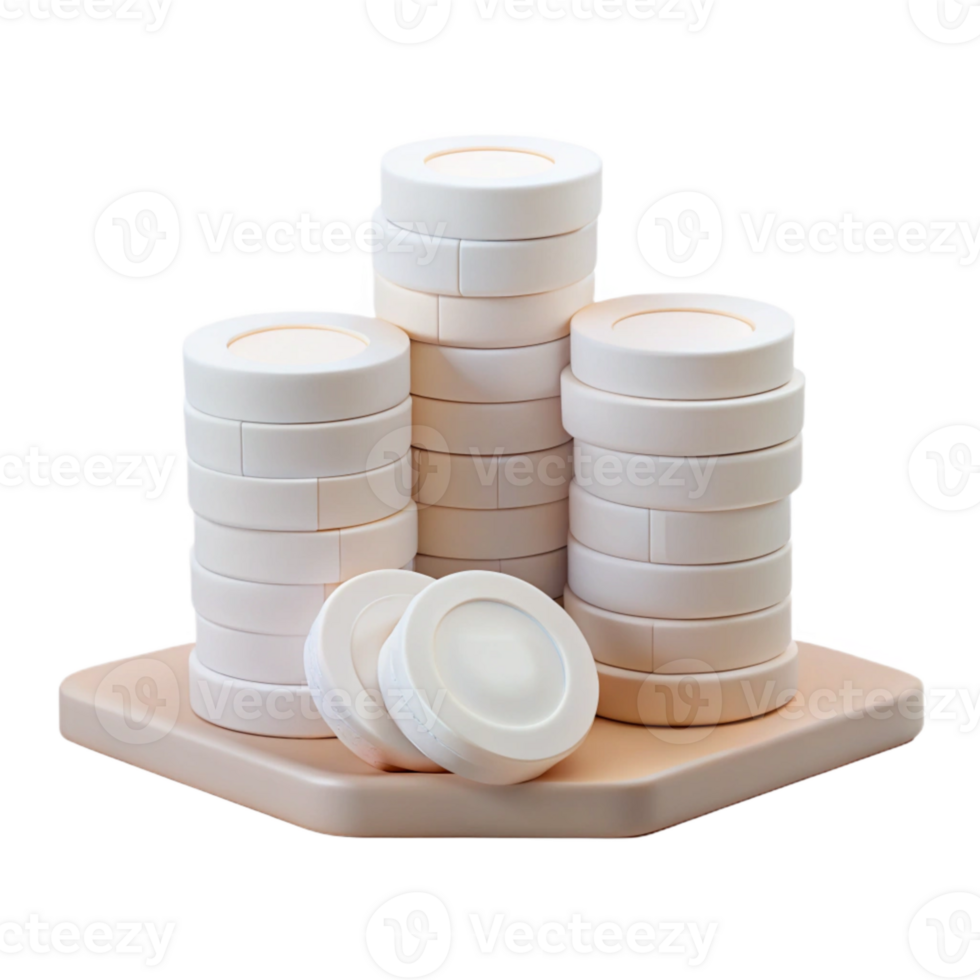 Stacked White Disks on a Light Brown Platform png