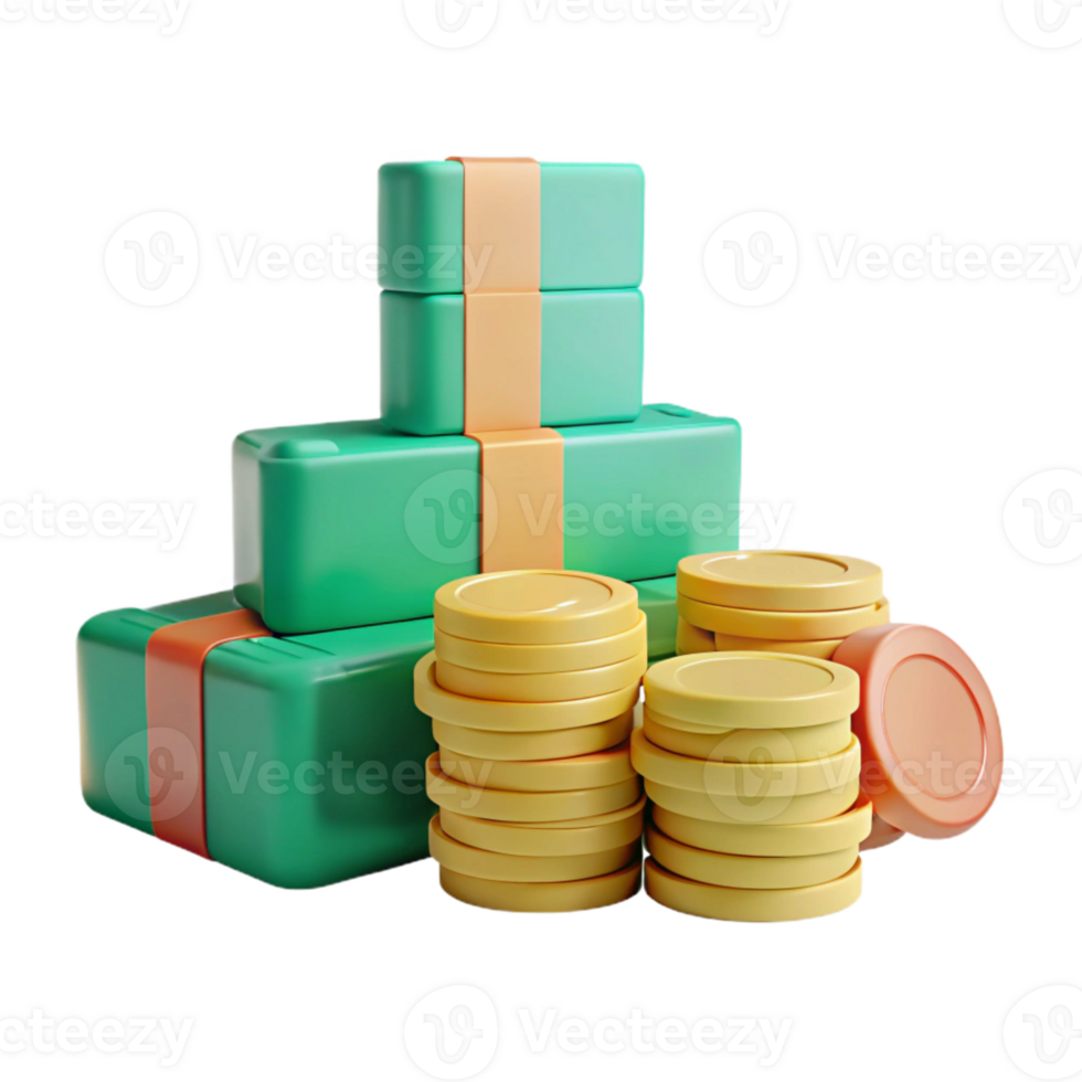 Stack of Green Bundles and Gold Coins A Visual Representation of