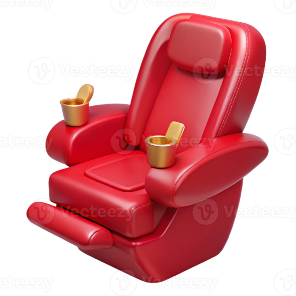 Red Reclining Theater Seat with Cup Holders png