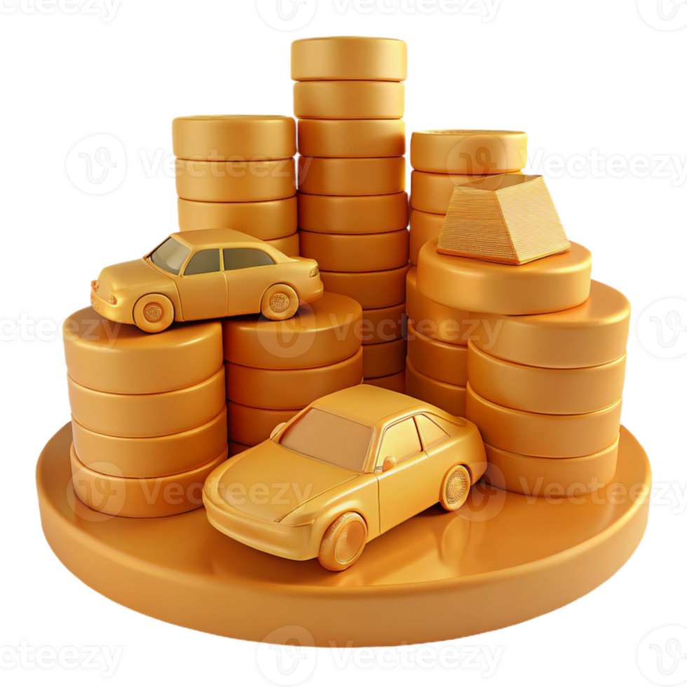 Financial Growth Cars, Coins, and a Path to Success png