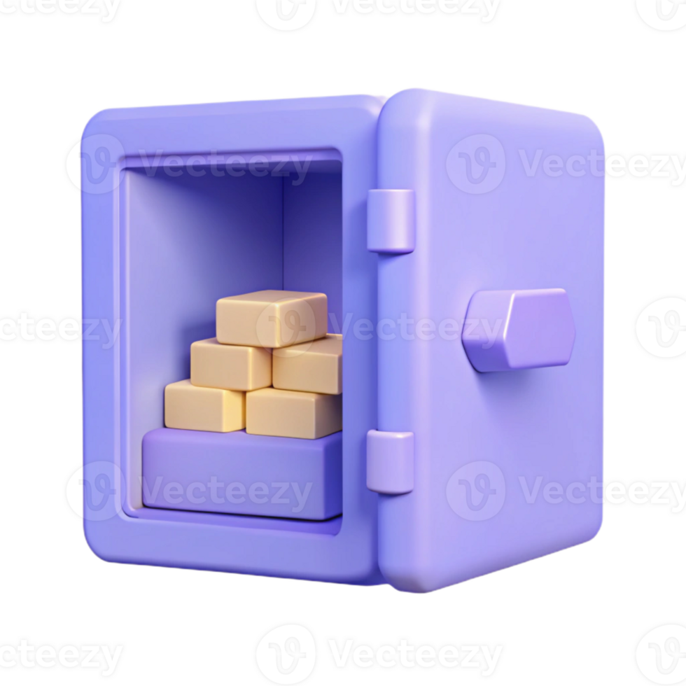 Open Safe with Stacked Blocks png