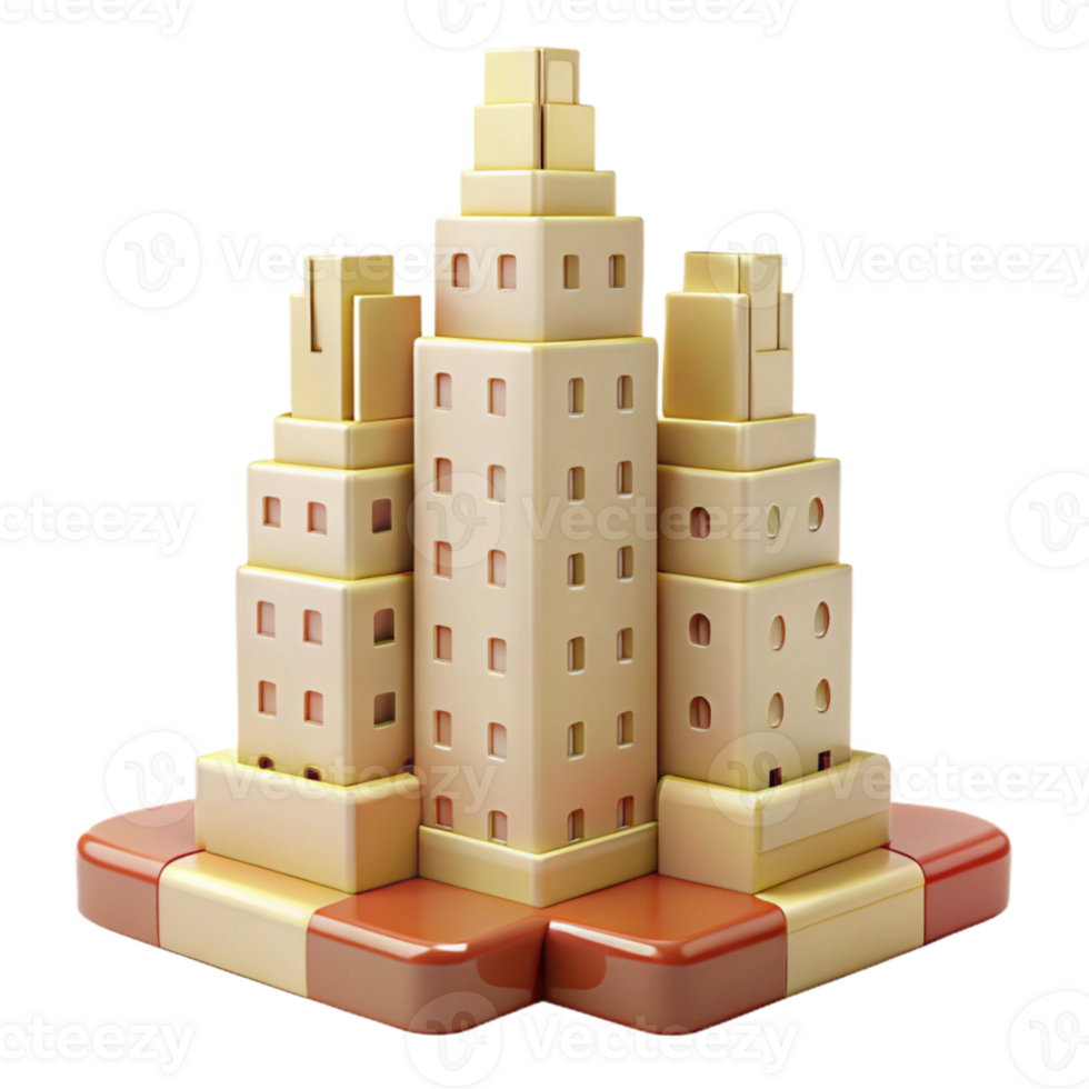 3D Rendering of Cityscape with Modern Buildings png