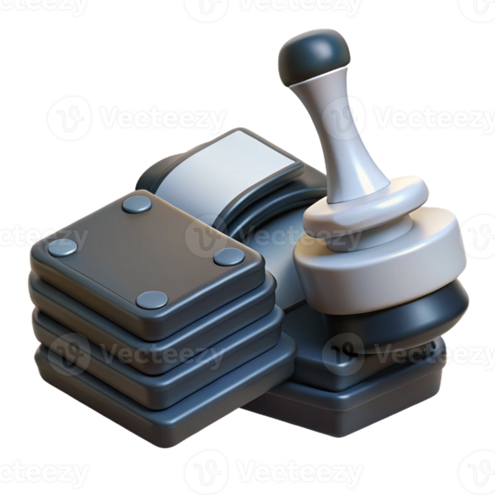 3D Rendered Joystick Control with Button Panel png
