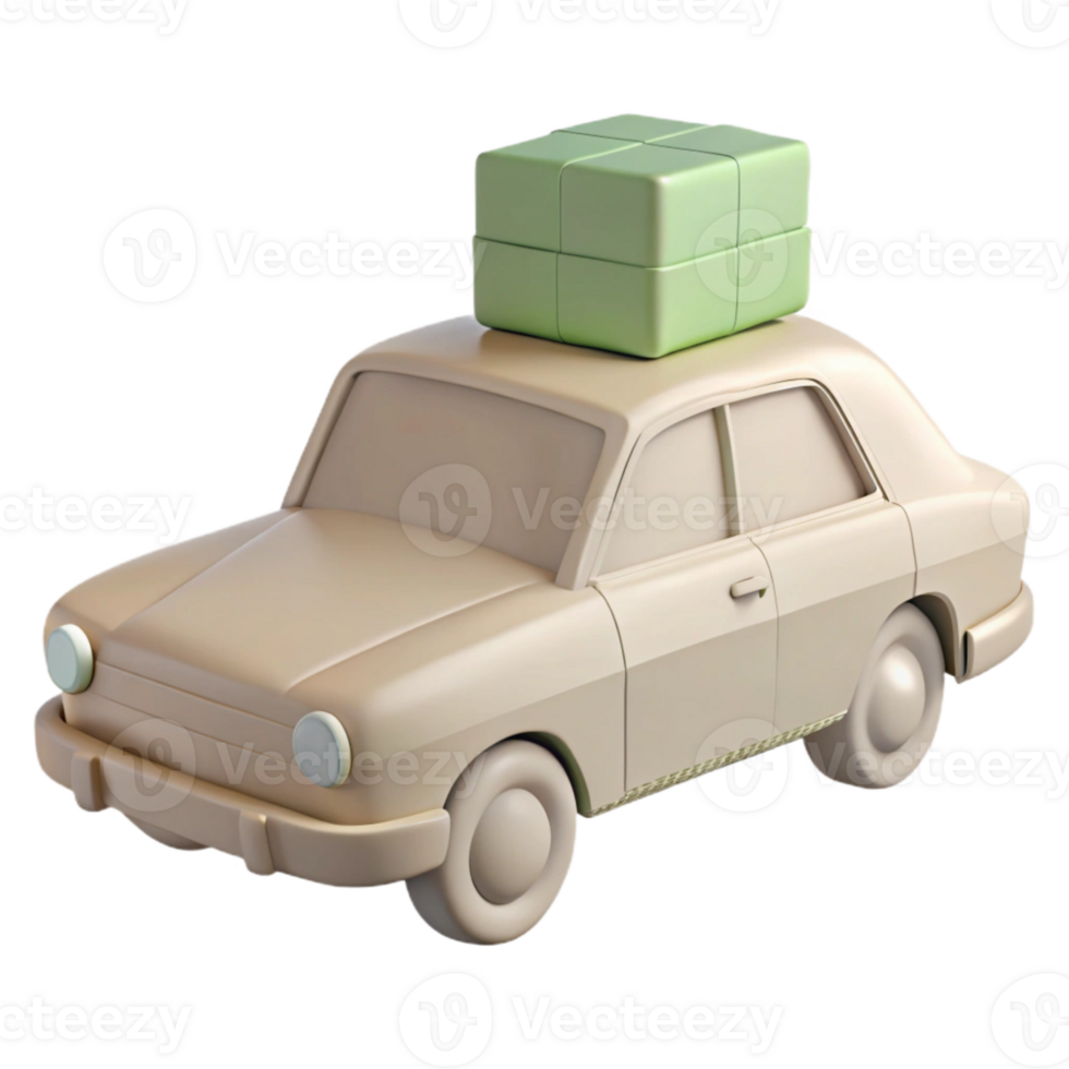 3D Rendered Car with a Gift Box on Top png