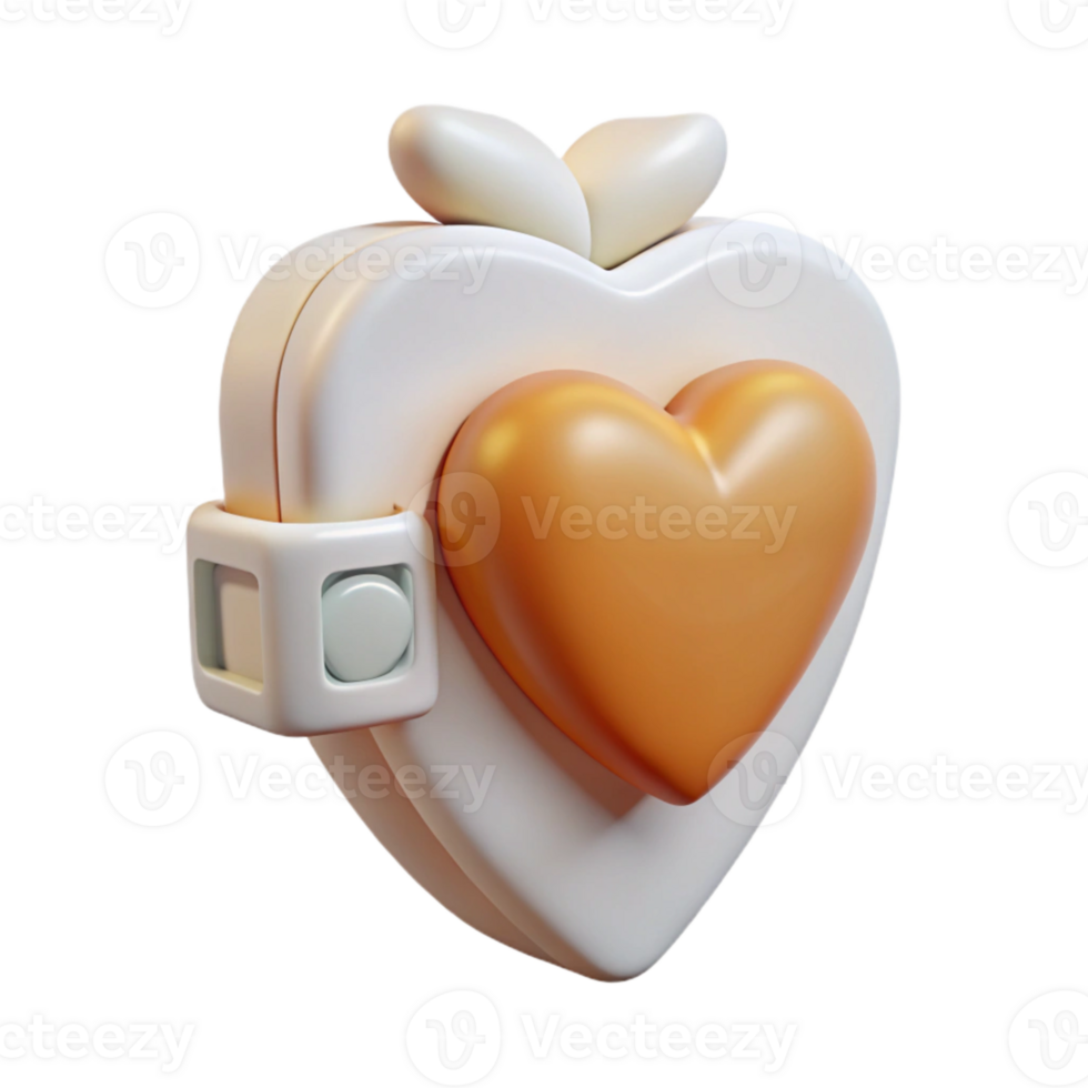 3D Heart Shape Design with Button png