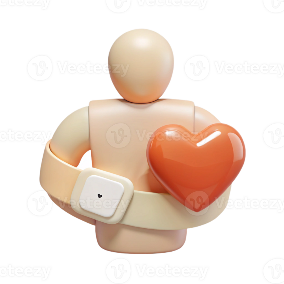3D Render of a Person Holding a Heart png