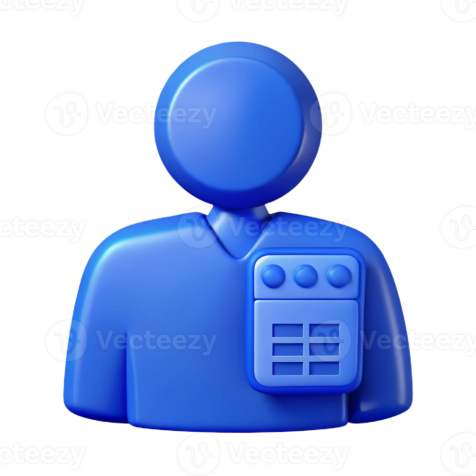 3D Blue User Icon with Calculator png