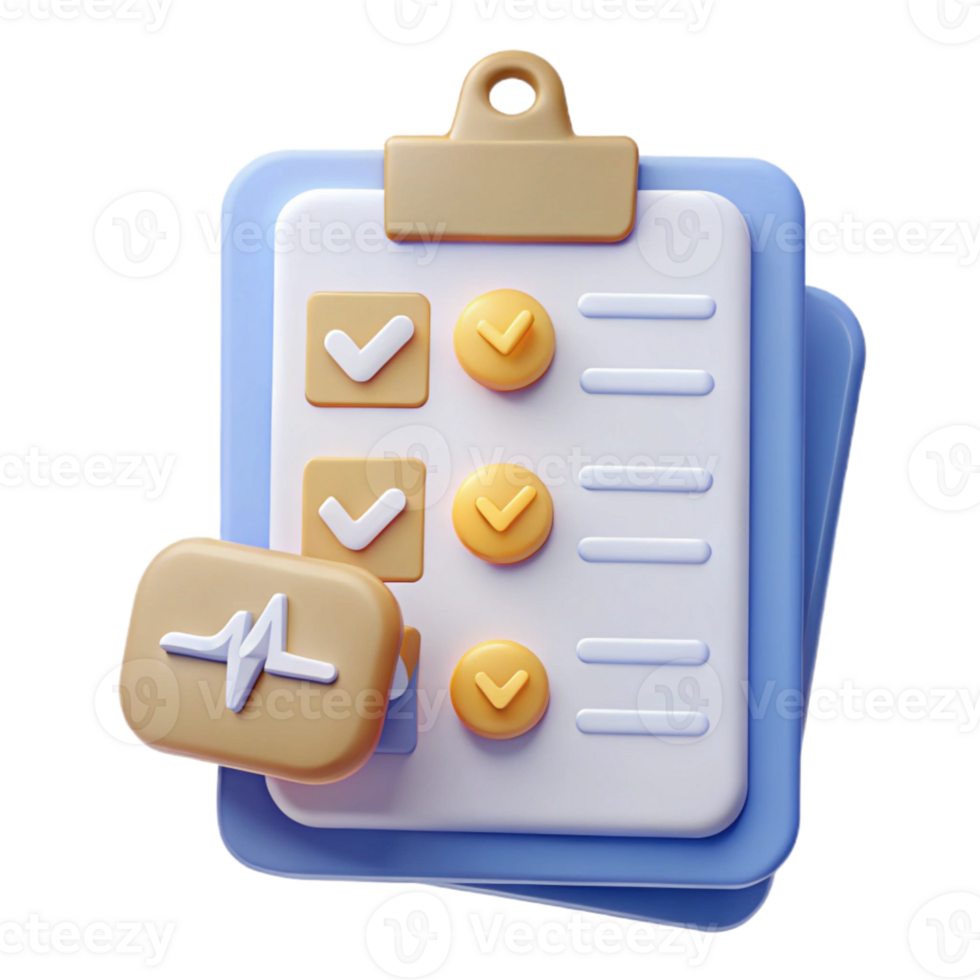 Checklist with Heartbeat Icon - Healthcare Task List png