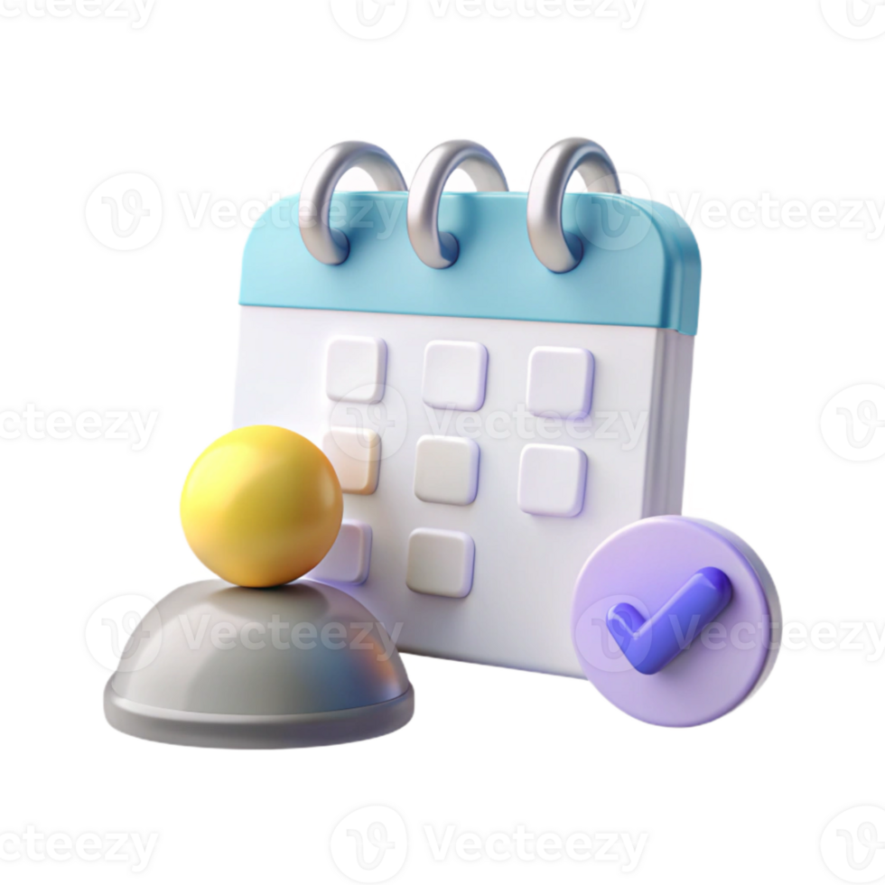Calendar with Checkmark and Bell Notification Schedule and Reminders png
