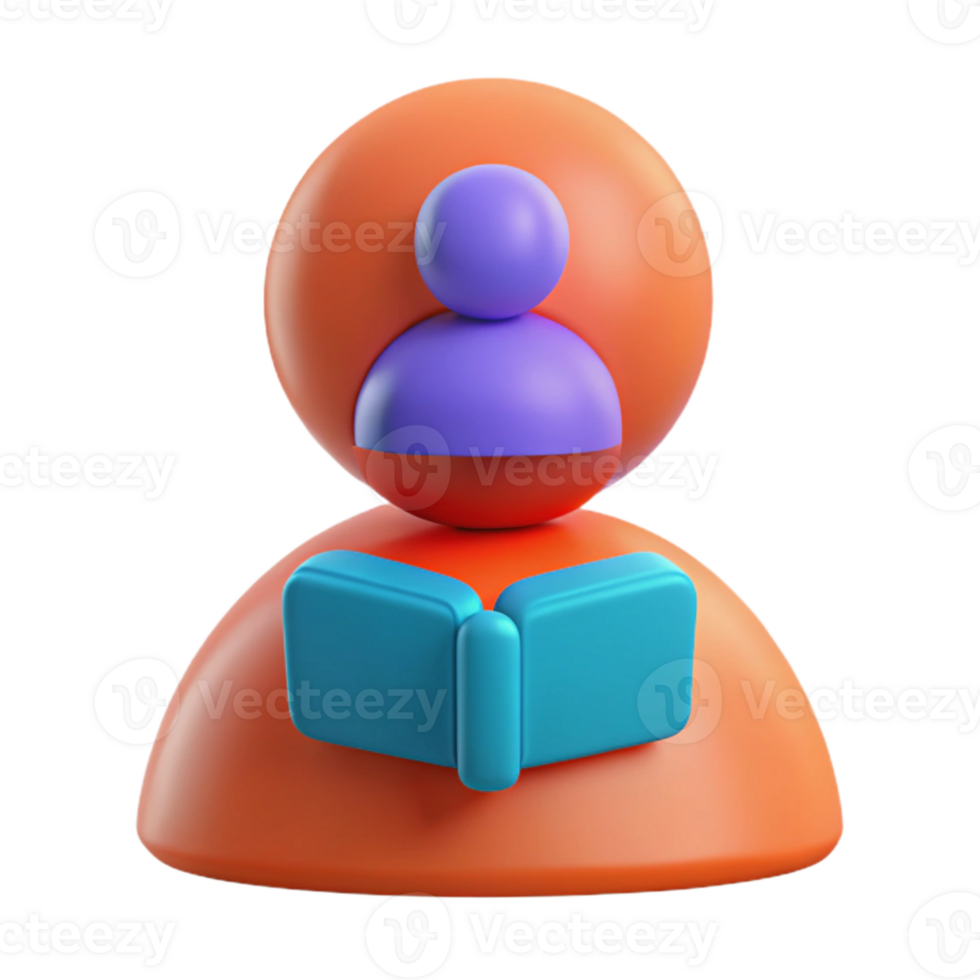 3D Illustration of a Person Reading a Book png