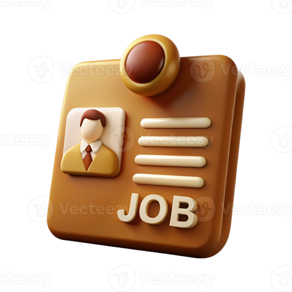 3D Rendered Icon of a Job ID Card with a Profile Picture png