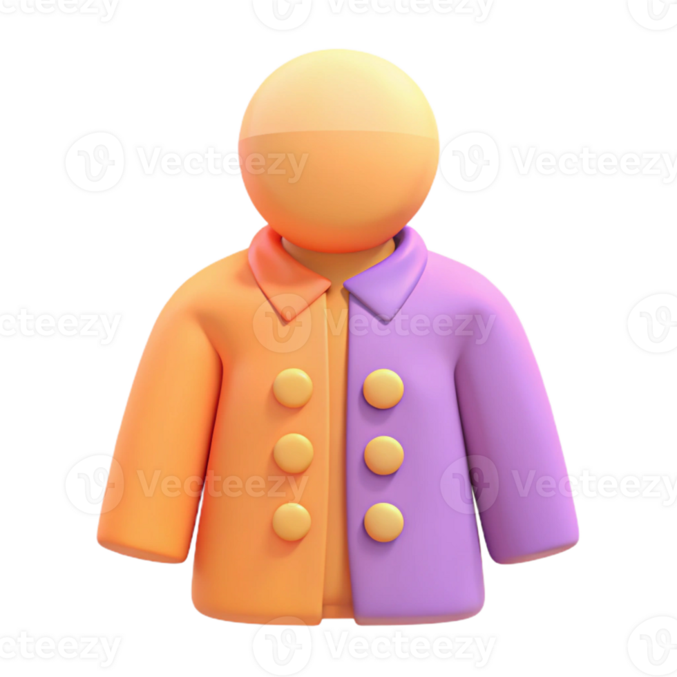 3D Render of a Person Wearing a Two-Tone Jacket png