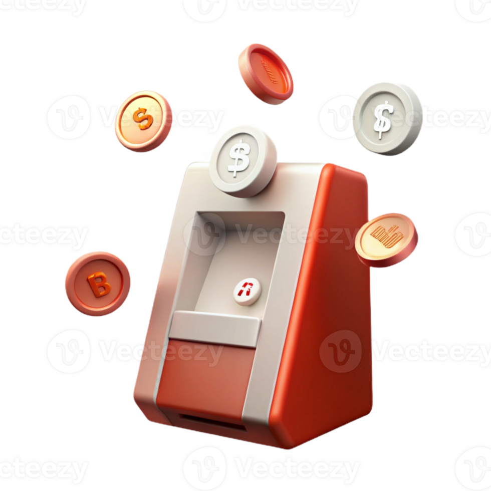 Coin Machine with Coins Falling Out png