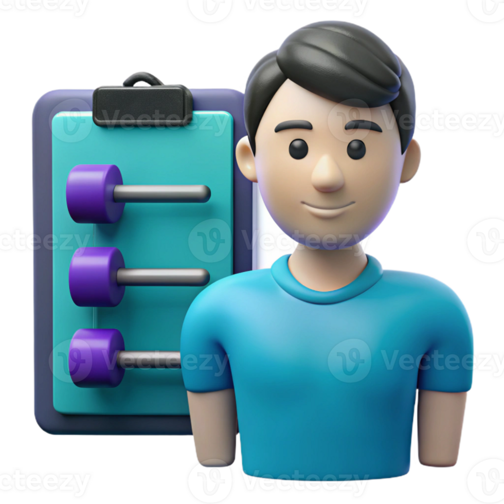 3D Character with Fitness Checklist png