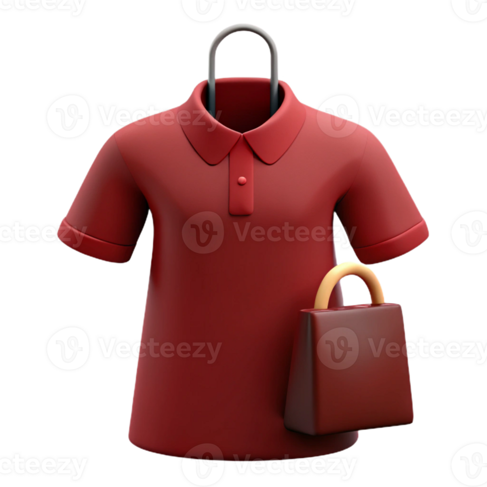 Red Polo Shirt with a Matching Handbag on a Hanger png