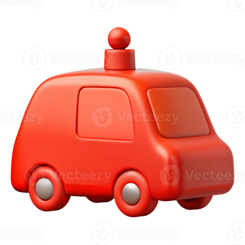 Red Toy Car with Light on Top png