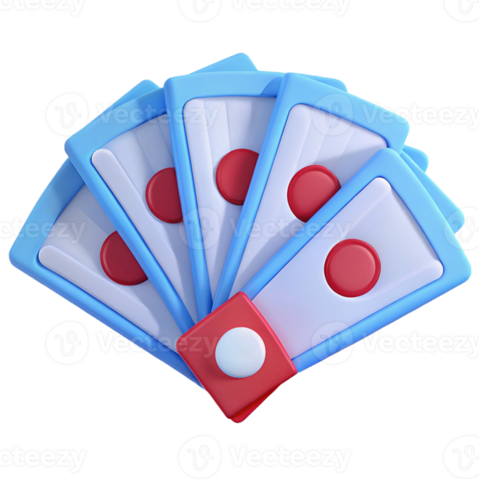 3D Rendered Folding Fan with Red Circles png
