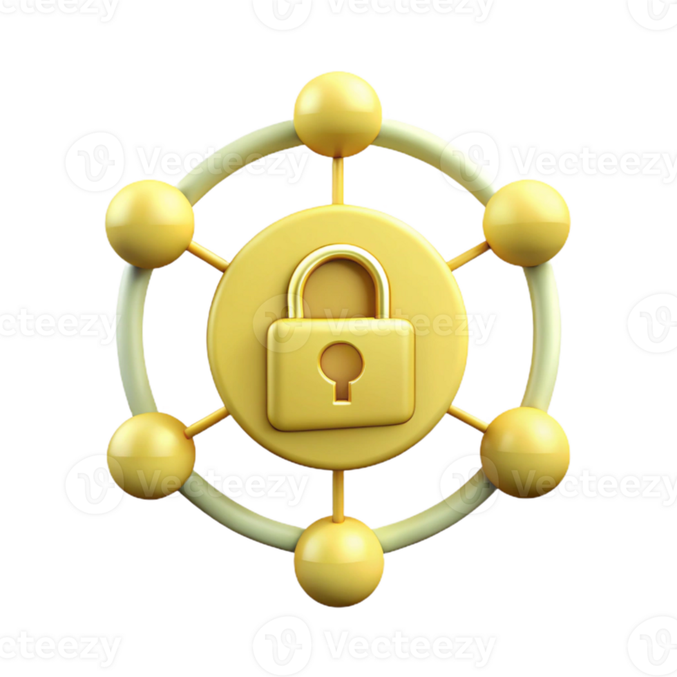 Secure Network with Locked Padlock Icon png
