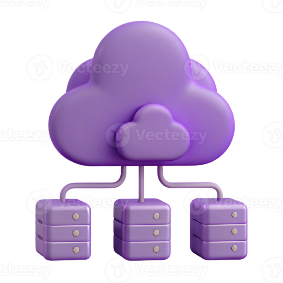 Cloud Computing Illustration Servers Connected to Cloud png