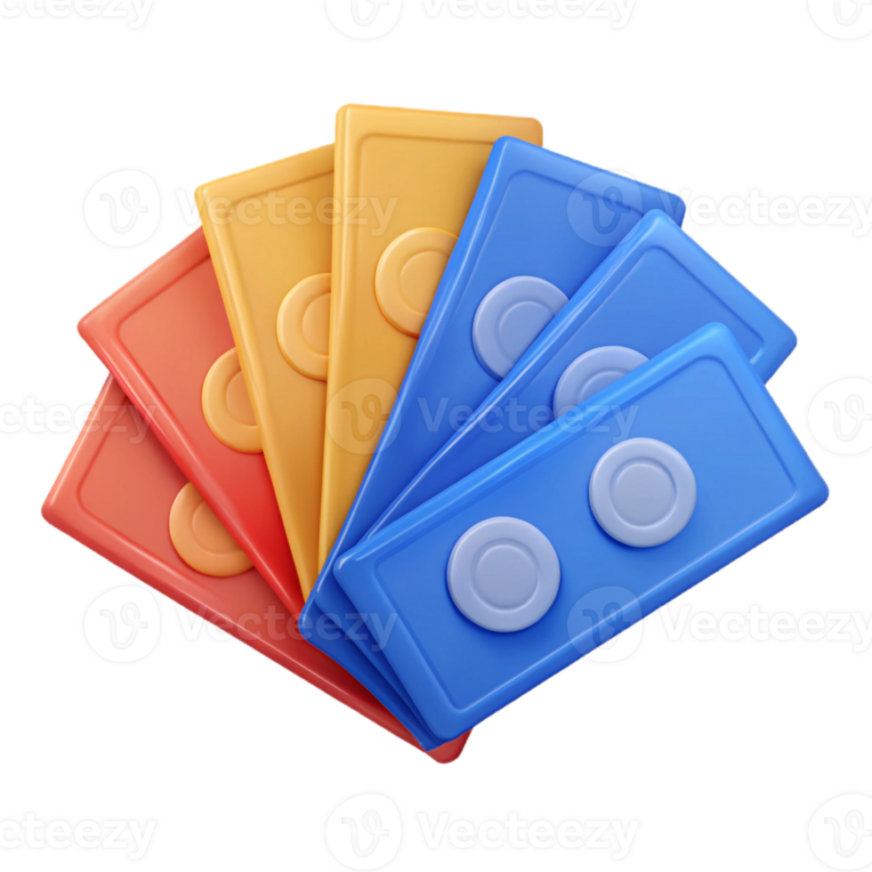 Colorful Stacked Rectangular Shapes with Circular Indents png
