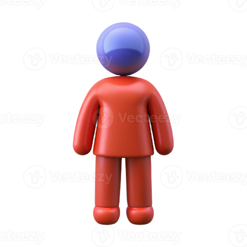 3D Render of Simple Red and Blue Person Icon png