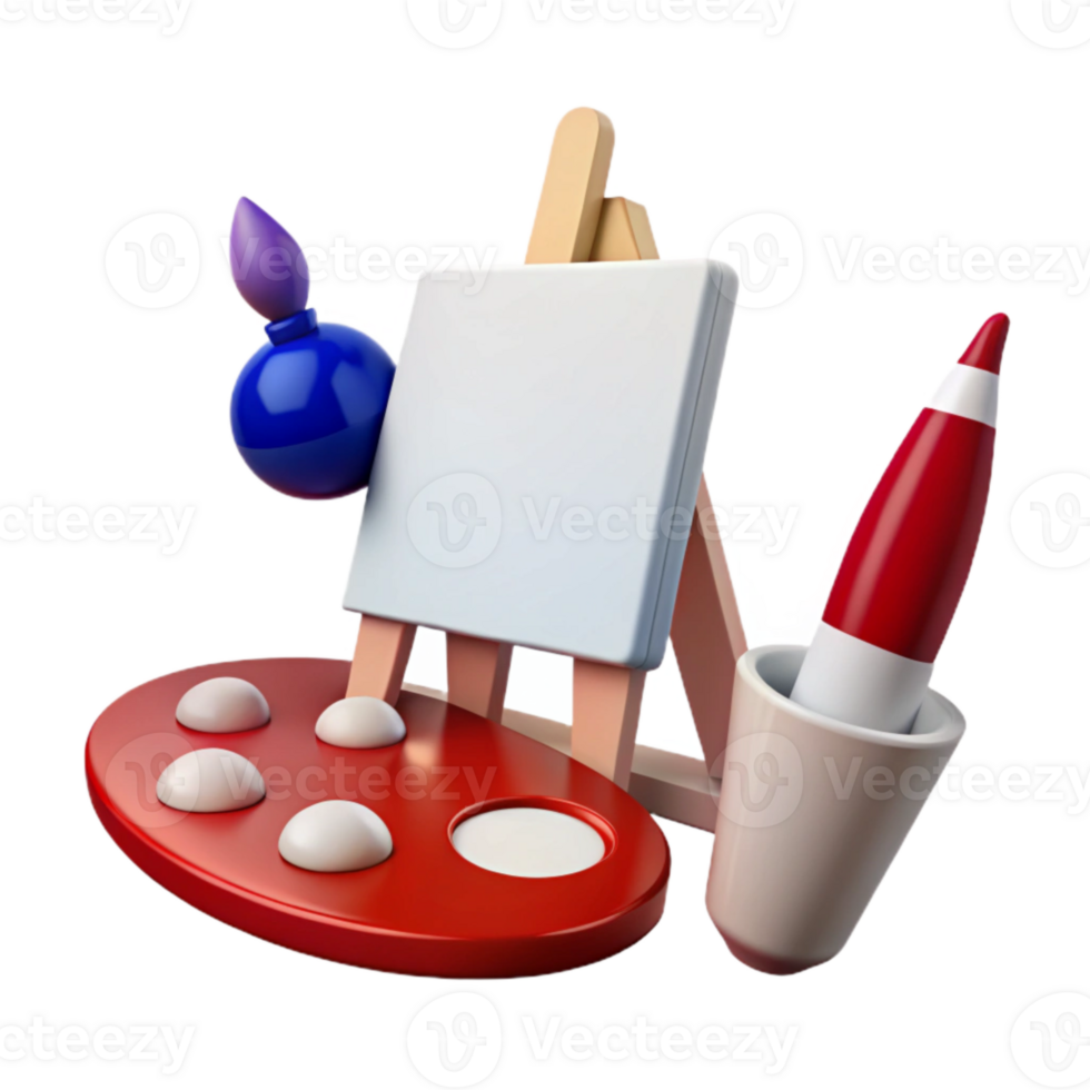 Art Supplies Canvas, Paintbrush, Palette Easel png