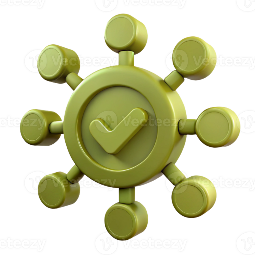 3D Checkmark Icon with Connected Circles png