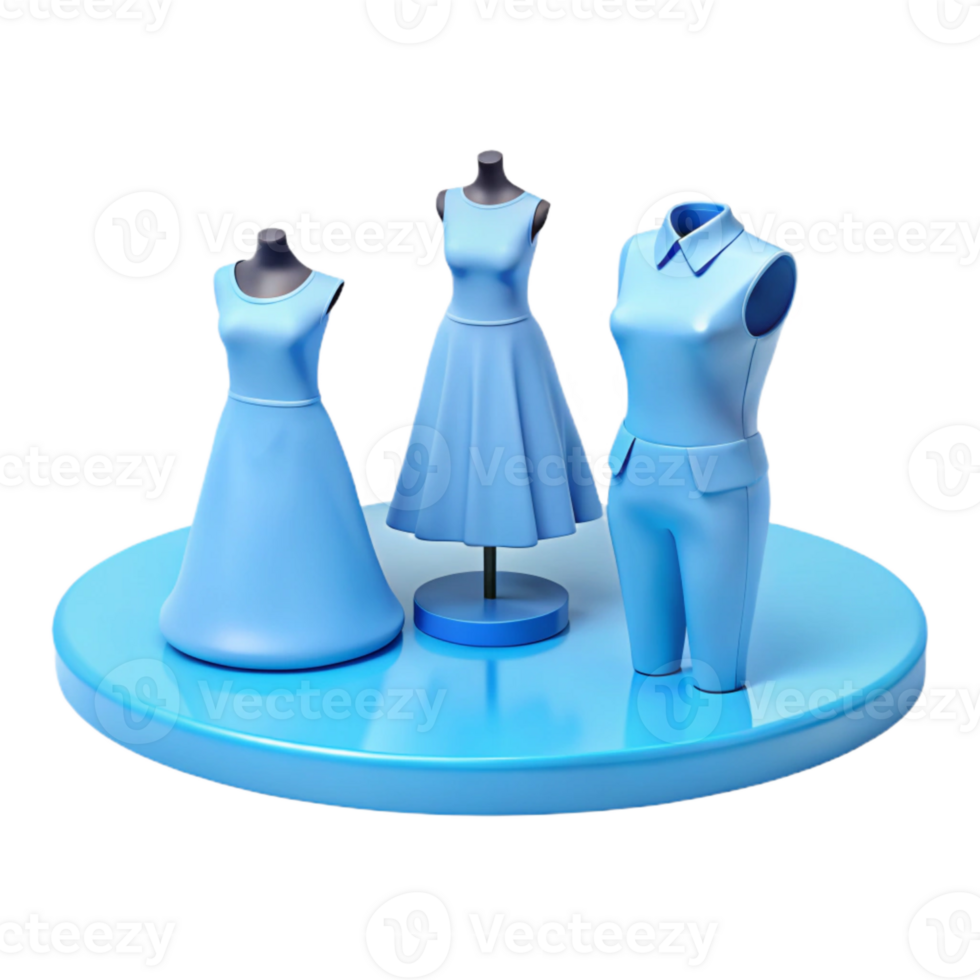 3D Rendered Fashion Items on a Circular Platform png