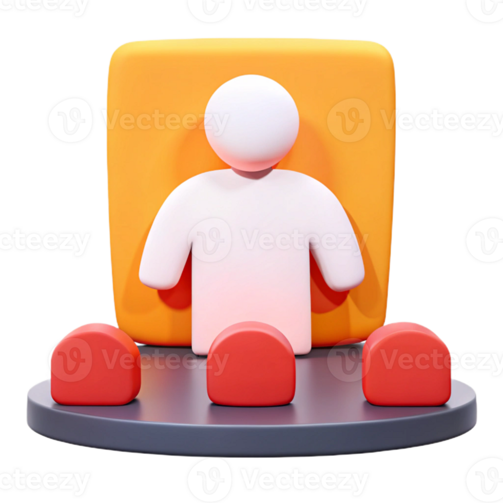 3D Render of a Person with a Square Behind Them png