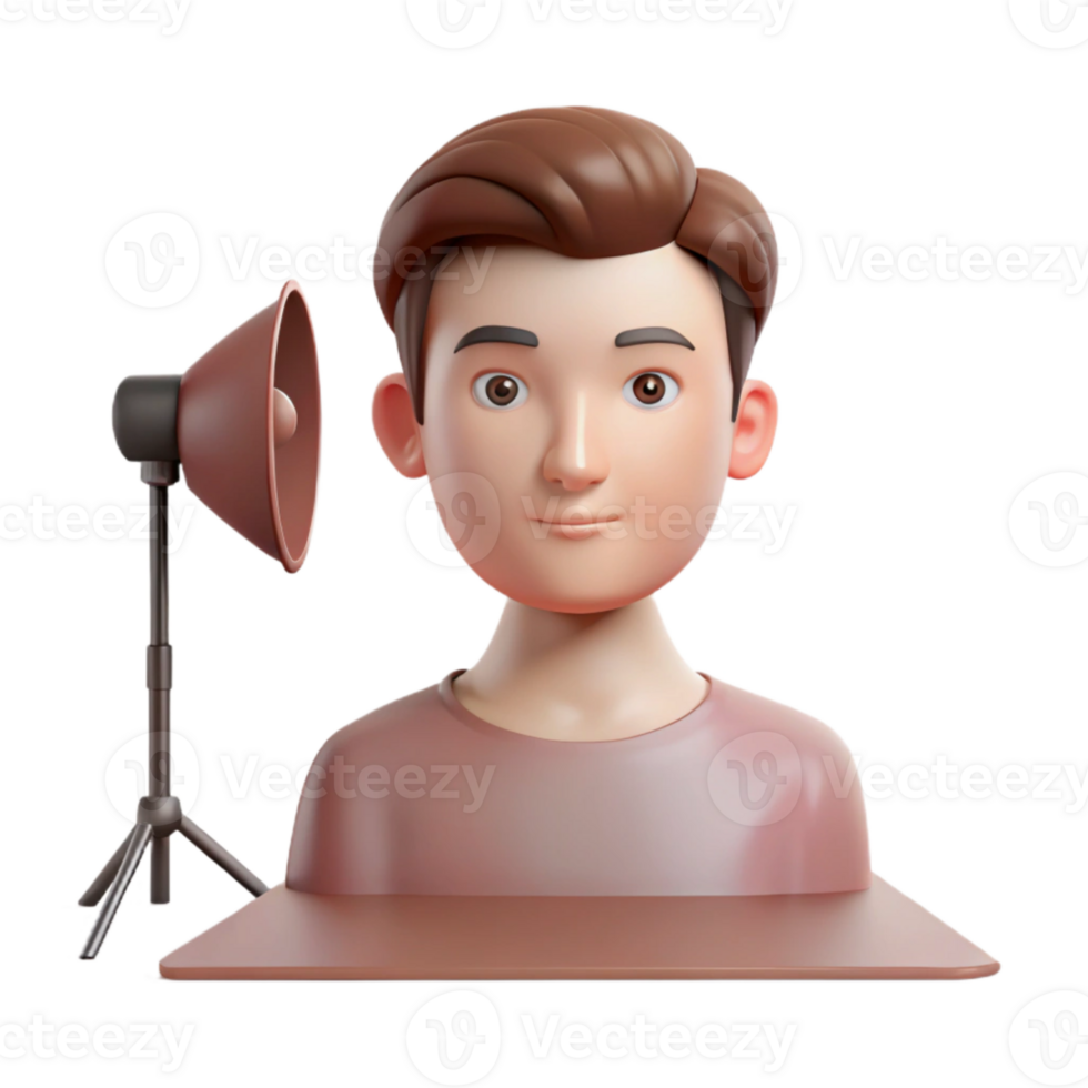3D Cartoon Character with Studio Light png