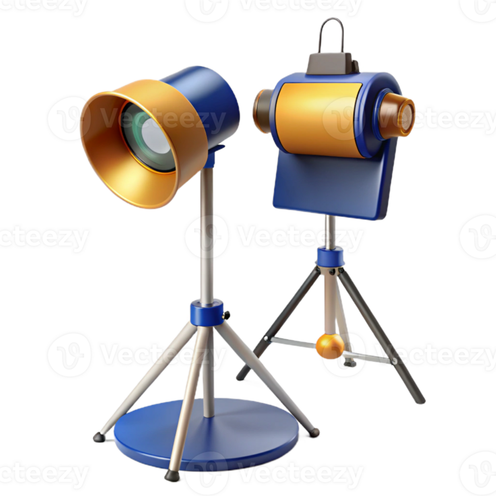 3D Render of Two Studio Lights on Tripods png