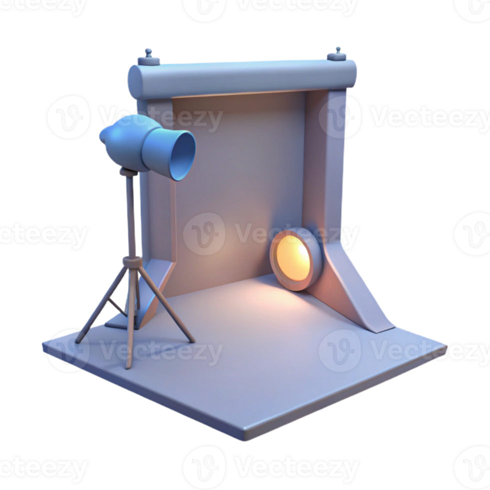 3D Studio Set with Backdrop and Lighting png