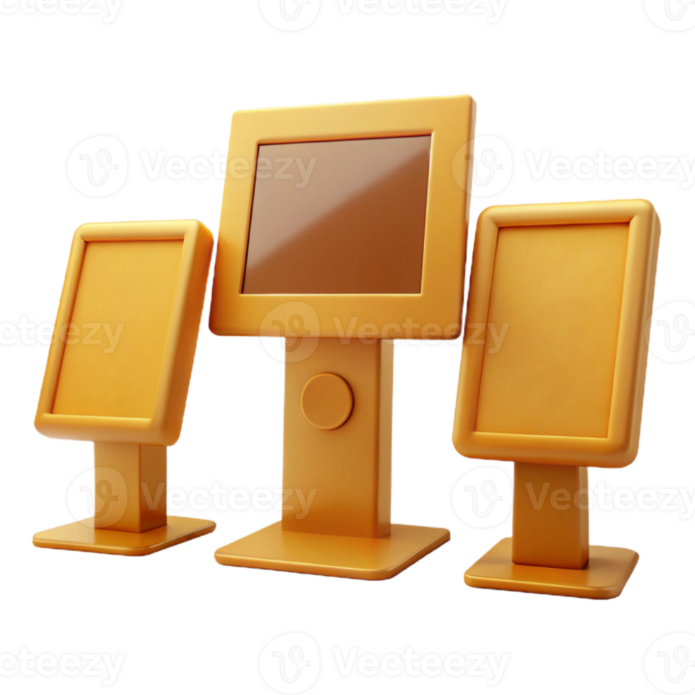 Three Digital Kiosk Displays with Touchscreen png