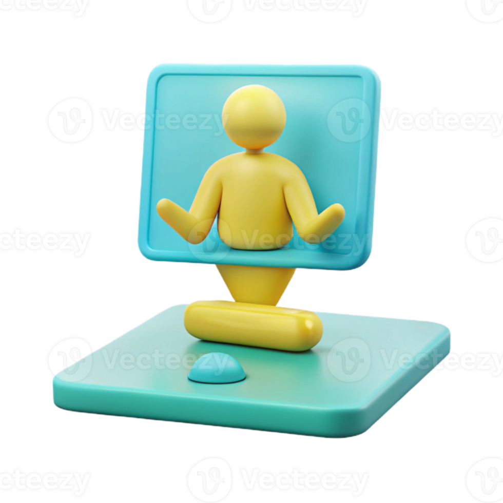 3D Render of a Person Sitting in a Computer Screen png