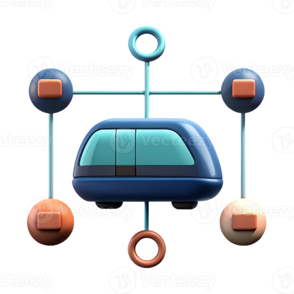 Futuristic Transportation System 3D Render of a Monorail with Circular Connectors png