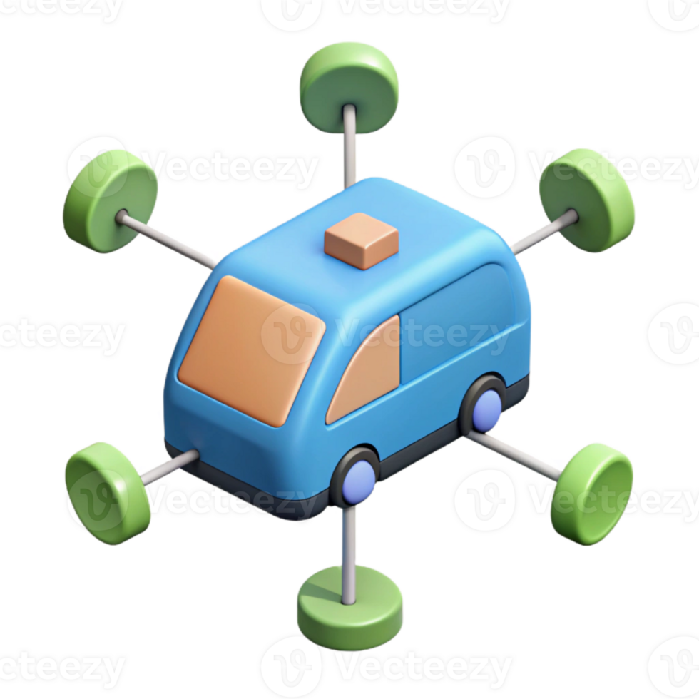 Delivery Van Connected to Multiple Points png