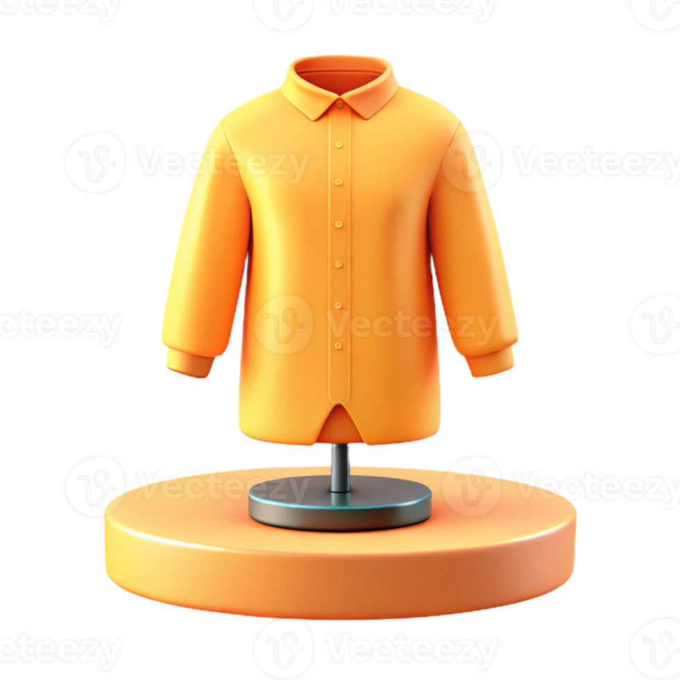 3D Rendered Orange Long Sleeve Shirt on Display Stand png