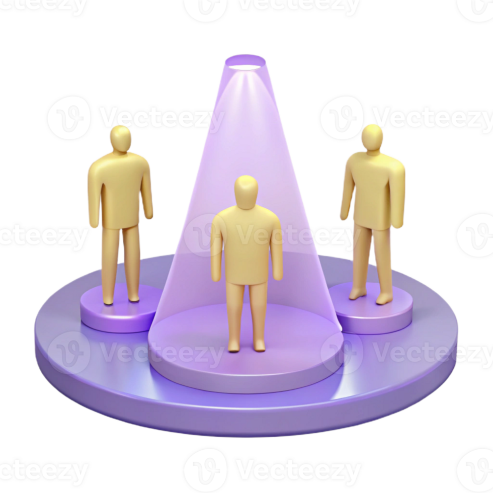 Standing Out From The Crowd 3D Rendering of a Spotlight on One Figure png