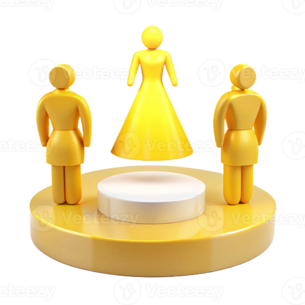 3D Render of Yellow Figures on a Platform png