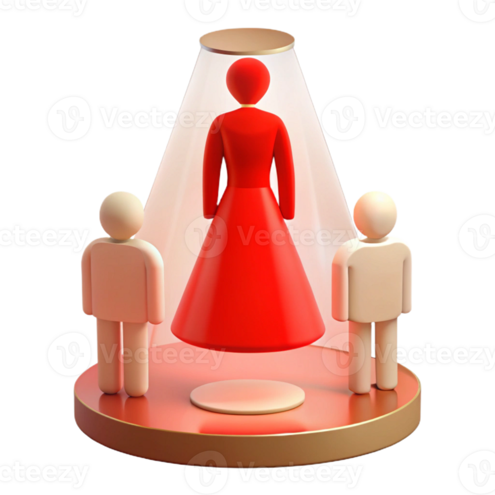 3D Rendering of a Figure in a Dress Under a Spotlight png