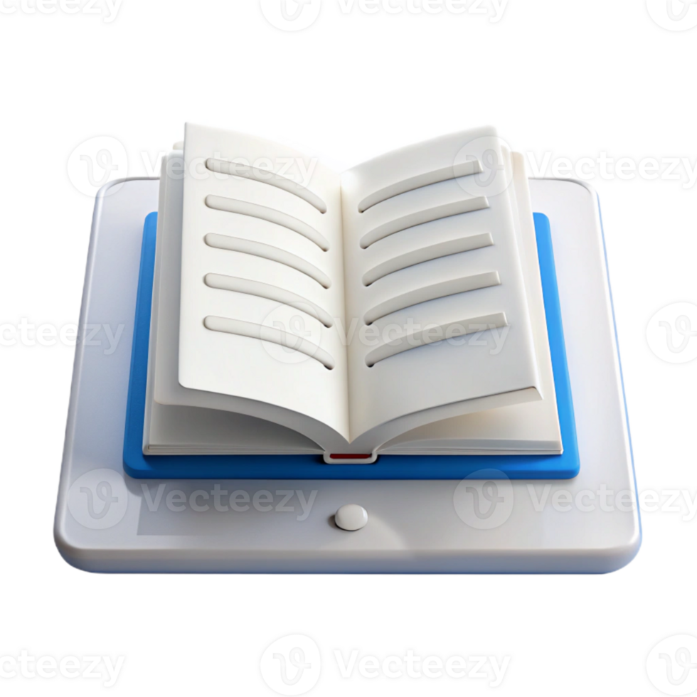 Digital Book Icon with Open Pages and Button png