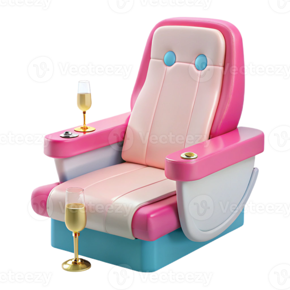 Pink and Blue Comfortable Seat with Champagne Glasses png