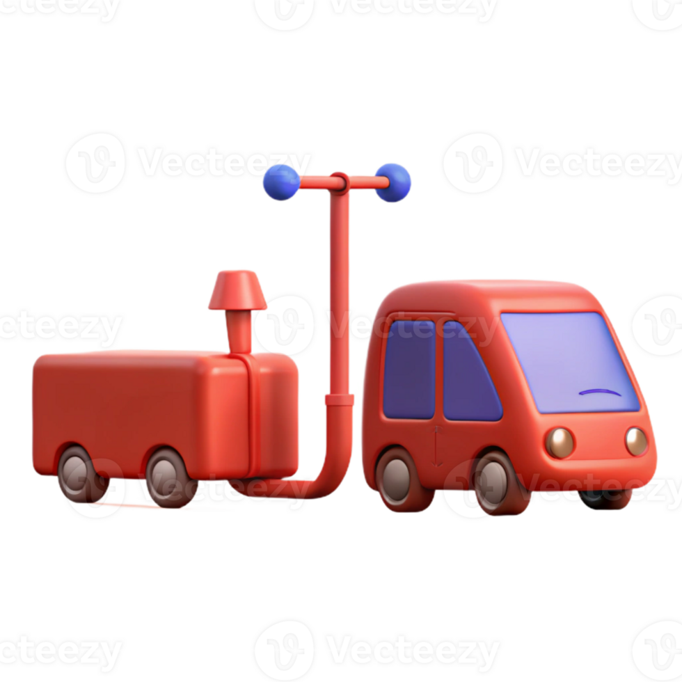 Red Car and Trailer with Antenna png