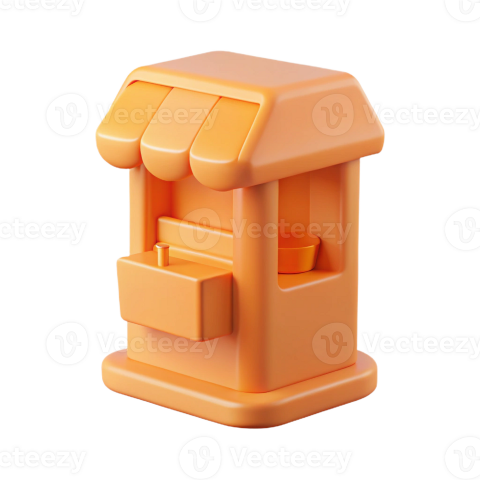 3D Orange Cartoon Stall Illustration png