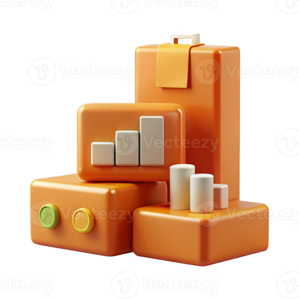 3D Render of Colorful Blocks with a Chart and Buttons png